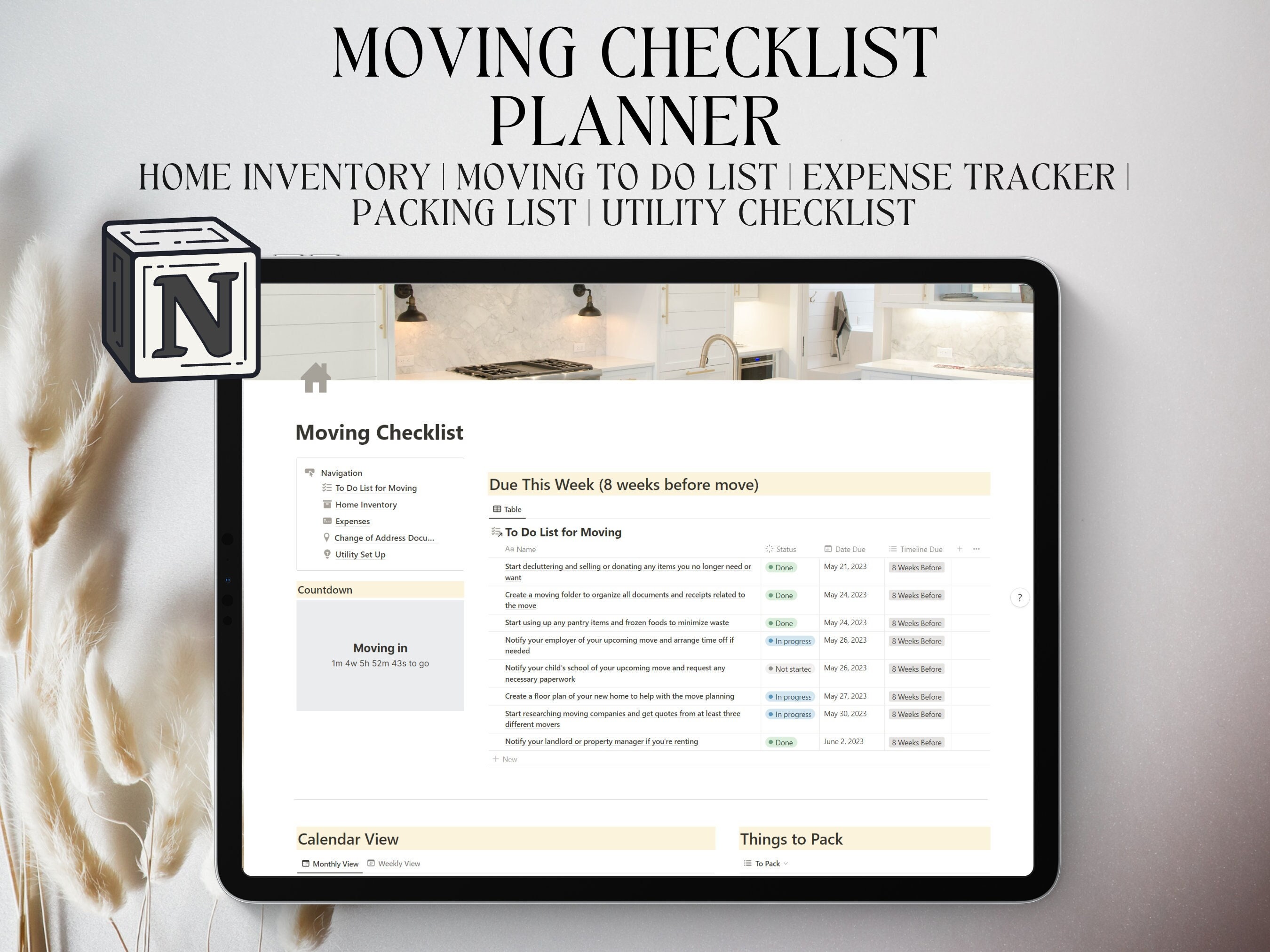 Notion Template Moving Checklist Planner Notion Planner Moving Notion Template Moving Checklist Planner Notion Planner Moving