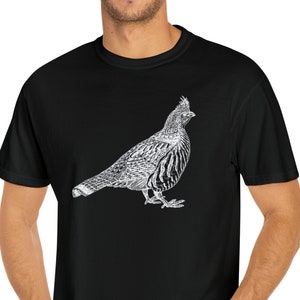 Ruffed Grouse Partridge T-Shirt Unisex Comfort Colors Garment-Dyed Graphic T-shirt Upland Hunting Tee Vintage Style Shirt