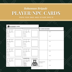 Notes for Dungeons and Dragons Npc card Download Tabletop Notes Gifts for Him Gifts for DM DND Character notes PDF Accessories reference