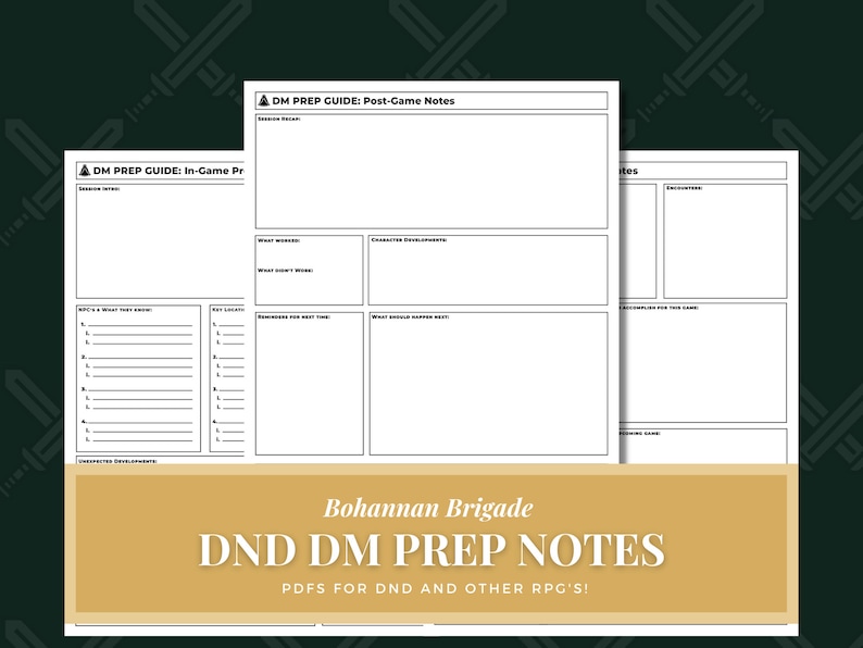 DND Easy DM Prep Notes Digital Download Dungeons and Etsy
