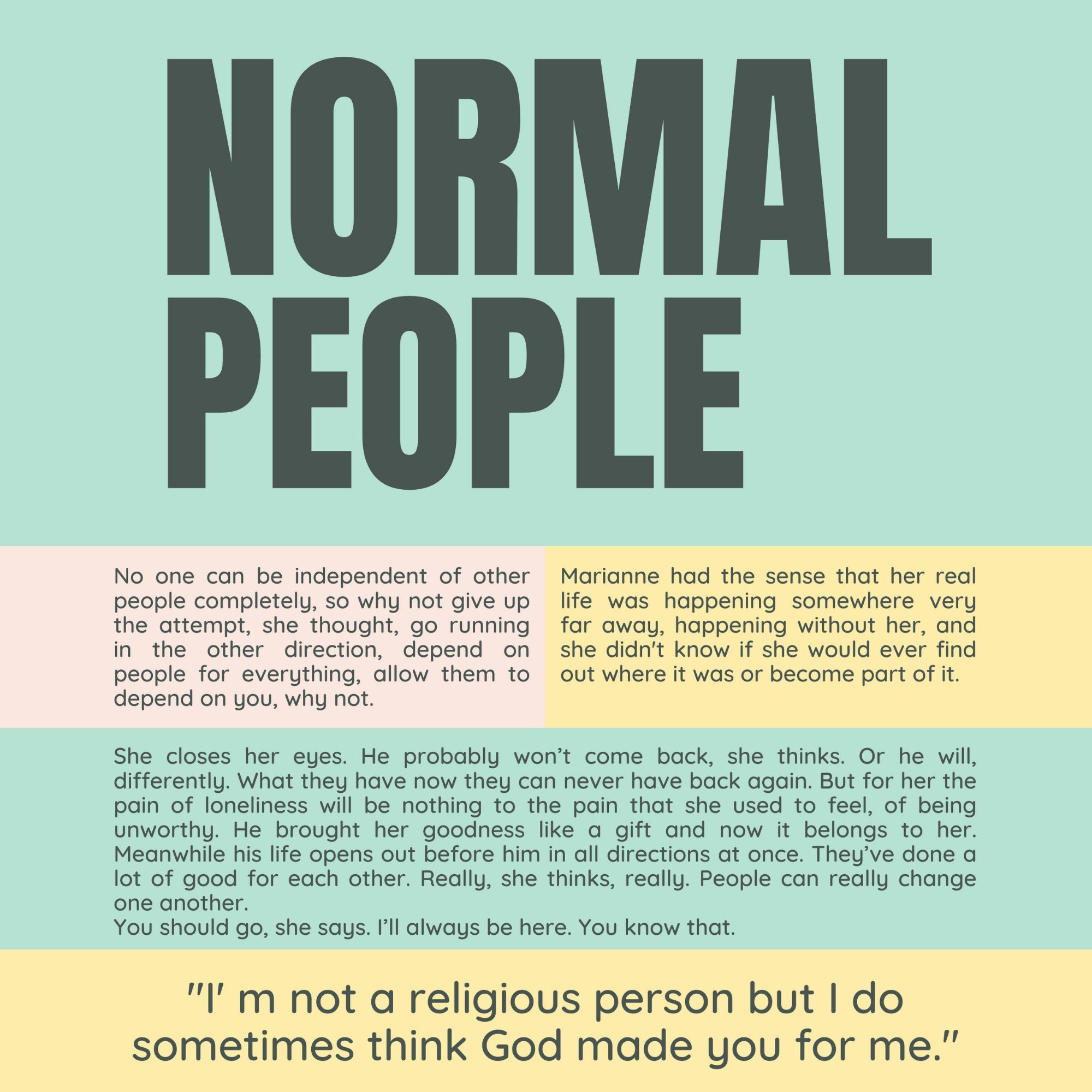 Sally Rooney | Normal People | Book Poster | Fiction Lovers Gift | Book ...