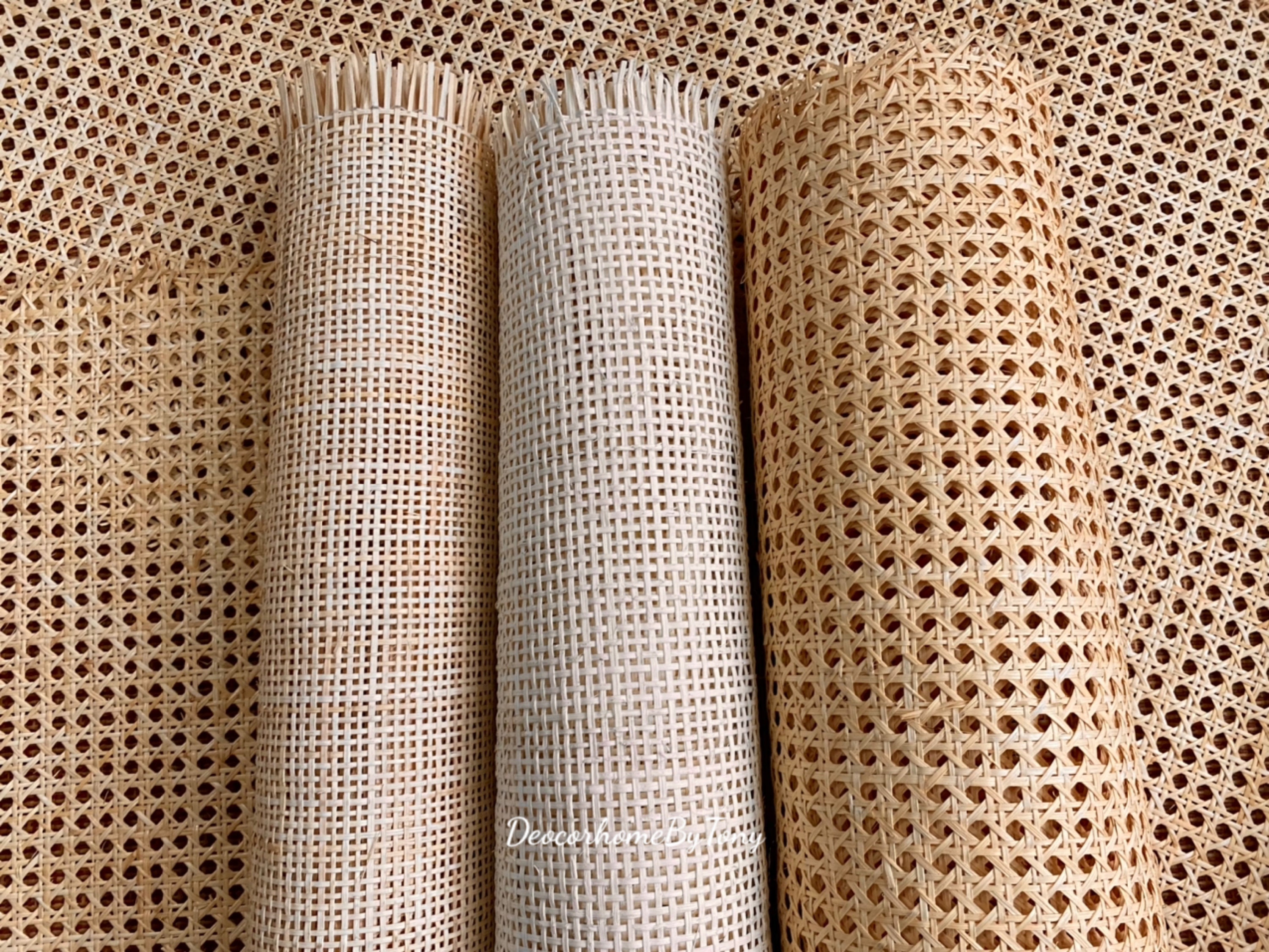 36 Wide Natural Color Brown Rattan Square Cane Webbing Radio Mesh Caning  Material For Chairs, Cabinet, Door -Open Weave Wicker Woven Rattan Sheets 