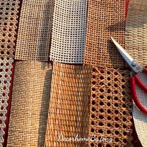 SET 10 Samples Pack Natural Pre Woven Rattan Cane Webbing For Furniture Repair/Restoration DIY Interiors