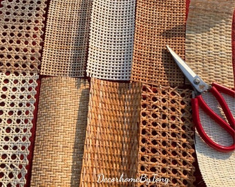 SET 10 Samples Pack Natural Pre Woven Rattan Cane Webbing For Furniture Repair/Restoration DIY Interiors