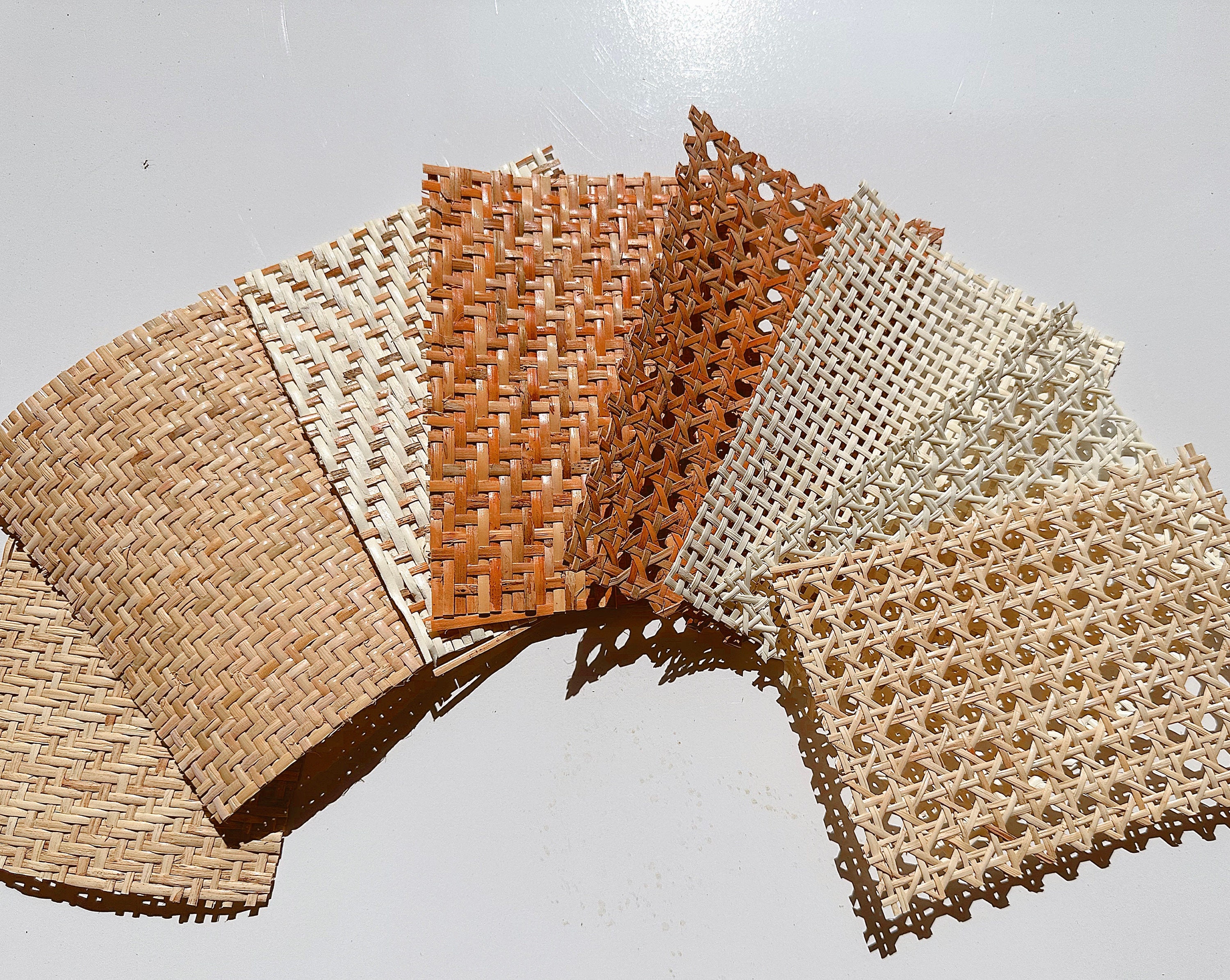 SET 16 Samples Pack Natural Pre Woven Rattan Cane Webbing for Furniture ...