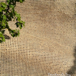 May include: Close-up of a woven cane material with a diamond pattern. The material is a light tan color and has a slightly curved shape. Green leaves are visible in the upper left corner. The text "DecorhomeByTony" is in the bottom right corner.