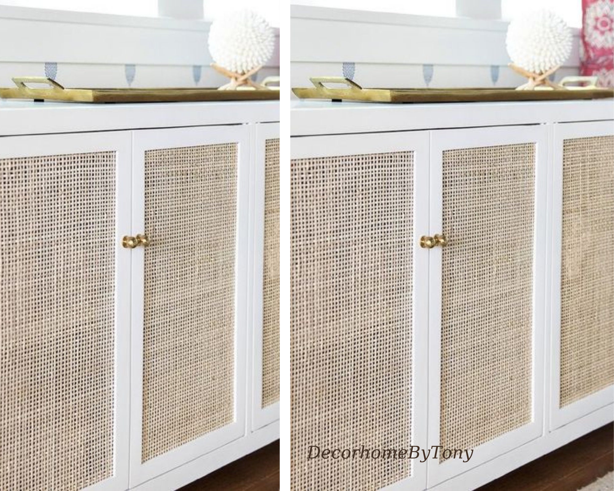 キャビネット・サイドボード Cane Weave Rattan Cabinet Cane Weave Cabinet (2size) ラタンの扉が目を引く、ナチュラル