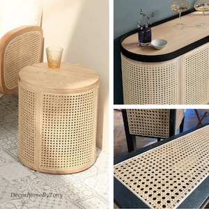 Cane Webbing 20” Width  Premium Natural Hexagon Pre woven Rattan Cane, Unbleached Rattan Webbing Roll for Furniture/Decorations/DIY