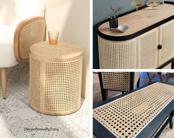 Cane Webbing 20” Width  Premium Natural Hexagon Pre woven Rattan Cane, Unbleached Rattan Webbing Roll for Furniture/Decorations/DIY