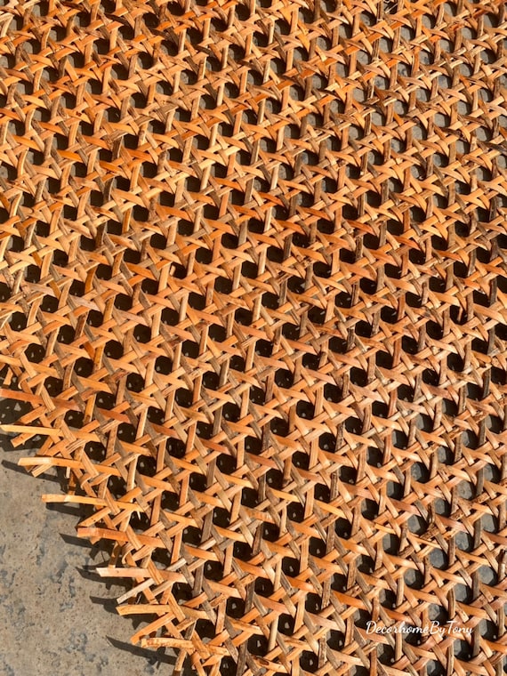 Cane Webbing 24'' Width Dark Natural Hexagon Rattan Cane Mesh Webbing Roll/caning  Material for Cane Furniture, 