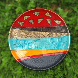 Handmade Ceramic Bowl  | Colorful Decorative Art Plate | Unique Pottery Gift