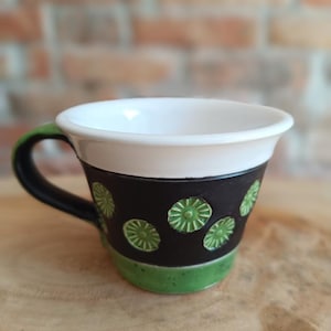Handmade cup, Green and black,Colerful,Perfect gift