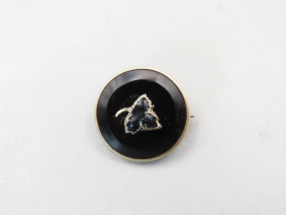 Antique Gold Filled Victorian Black Onyx Mourning… - image 1