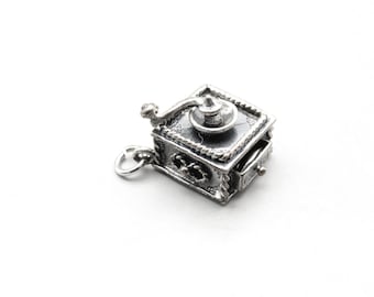 Vintage Danecraft 925 Sterling Silver Coffee Grinder Charm Pendant, Charm Bracelet, Necklace Pendant