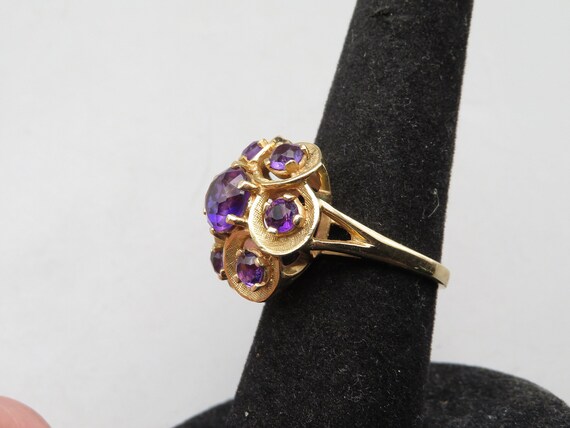 10k Yellow Gold and Amethyst Ring, Multi Stone Ro… - image 2