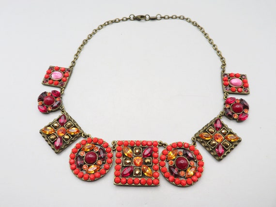 POGGI PARIS Crystal Necklace Colorful Shabby Chic… - image 1