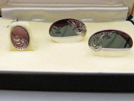 Anson Sterling Silver Cuff Links and Tie Tack, Ne… - image 4