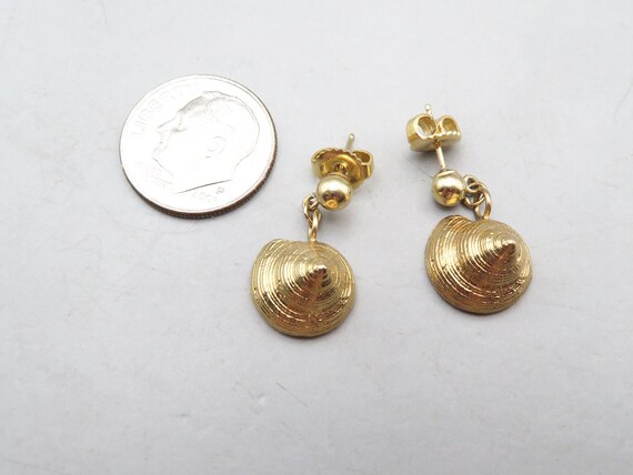 Seashell Earrings 14K Solid Gold for Her, Sea She… - image 2