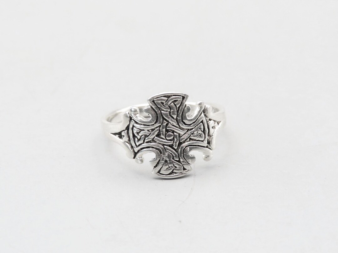 Vintage Sterling Silver Celtic Knot Cross Ring Size 8.75, Celtic Knot ...