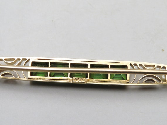 Edwardian 14k Gold Green Tourmaline and Seed Pear… - image 3