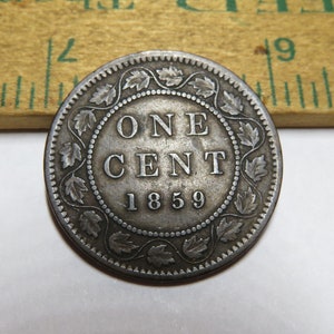 1859 Canadian One Cent, XF (Extremely Fine) Condition, Queen Victoria, 1859 Large Cent, Canada 1 Cent 1859, Foreign Coin