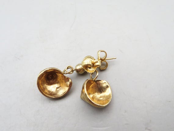 Seashell Earrings 14K Solid Gold for Her, Sea She… - image 4