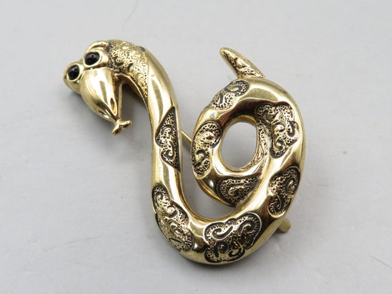Pierre Lang Gold Tone Serpent or Snake Brooch Pin… - image 1