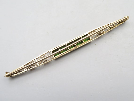 Edwardian 14k Gold Green Tourmaline and Seed Pear… - image 2