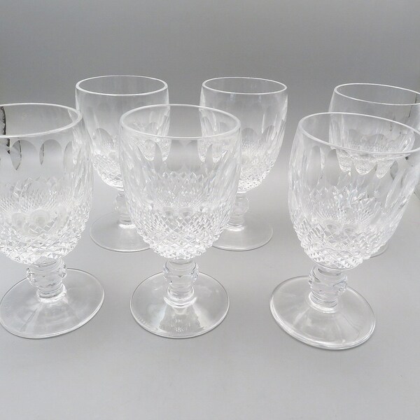 6 Waterford Crystal Colleen Short Stem White Wine Glasses, Fine Dining, Fine Dining Table, Excellent Condition, Signed, Irish Crystal