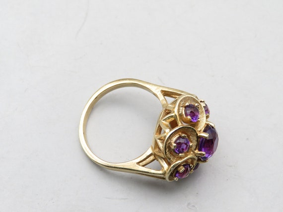 10k Yellow Gold and Amethyst Ring, Multi Stone Ro… - image 4