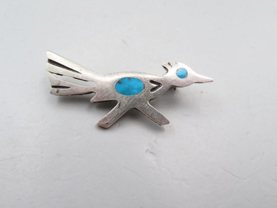 Sterling Pin Vintage Native American Turquoise St… - image 1
