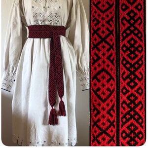 Cintura pagana slava intrecciata a mano, cintura popolare ucraina, cintura etnica tradizionale dell&#39;Europa orientale per donna, fascia girevole Night Makosh