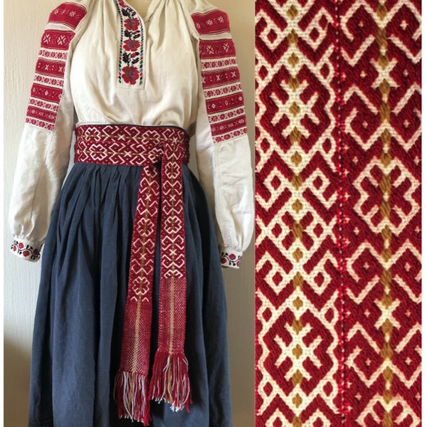 Handgewebter slawischer Schärpengürtel, Ukrainischer Volksgürtel, Traditioneller Ethnischer Gürtel aus Osteuropa für Frauen