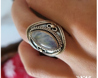 Antieke ring, Edwardiaanse Franse zilveren vintage ring, ring bosfantasie Fairy