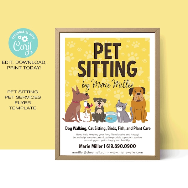 Pet Sitting Flyer Template • Pet Services • Dog Walking Flyer Template • Digital Template | Editable  • Instant Download Corjl.com