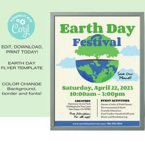 Earth Day Festival Flyer Template EDITABLE| Earth Day Flyer | 8.5 x 11 • Instant Download Corjl.com