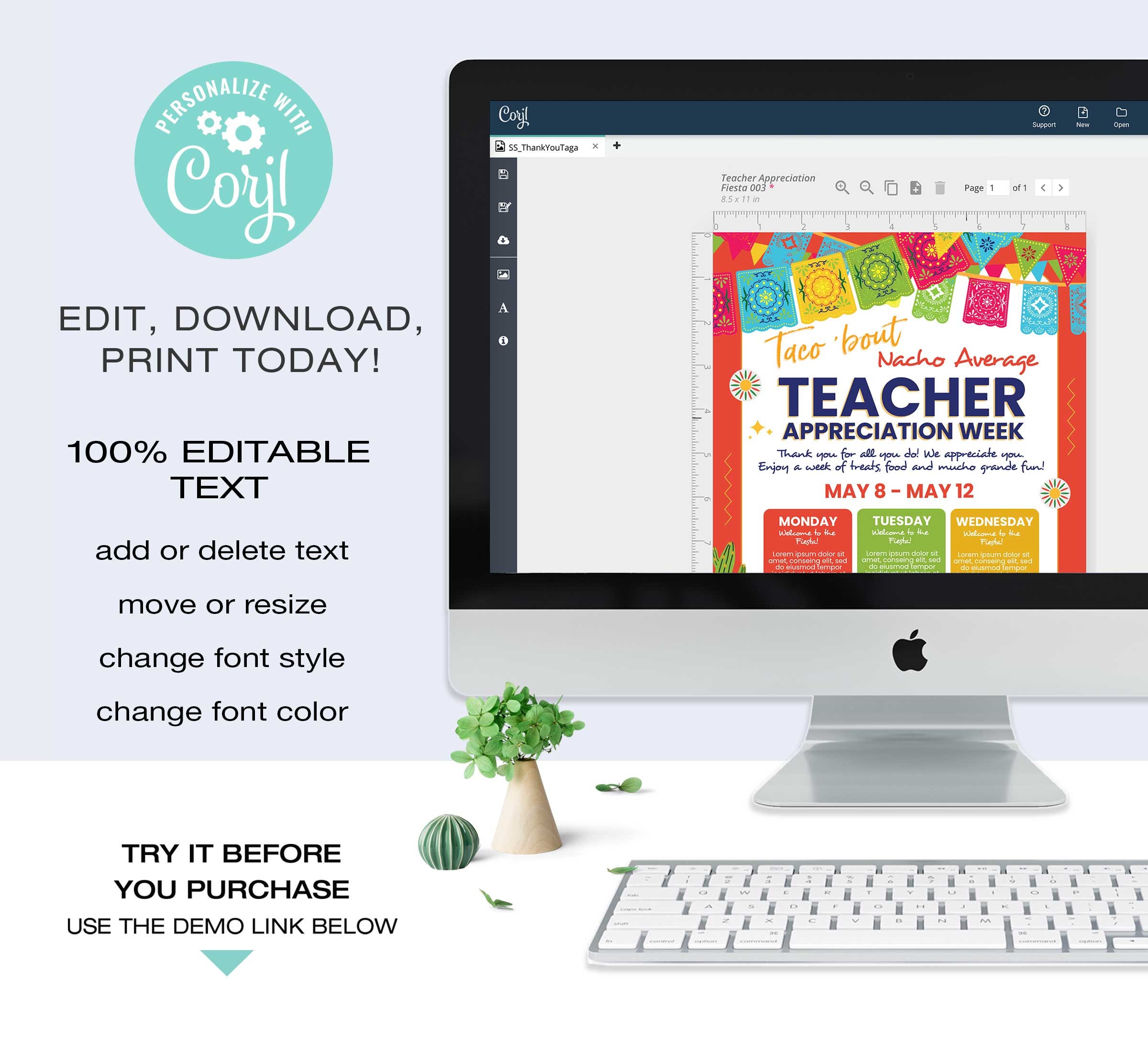 Teacher Appreciation Week Flyer Template EDITABLE | Taco 'bout Nacho ...