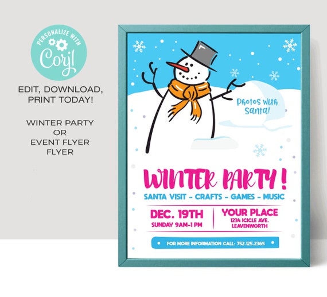 Winter Party Template Winter Event Template EDITABLE Winter Themed