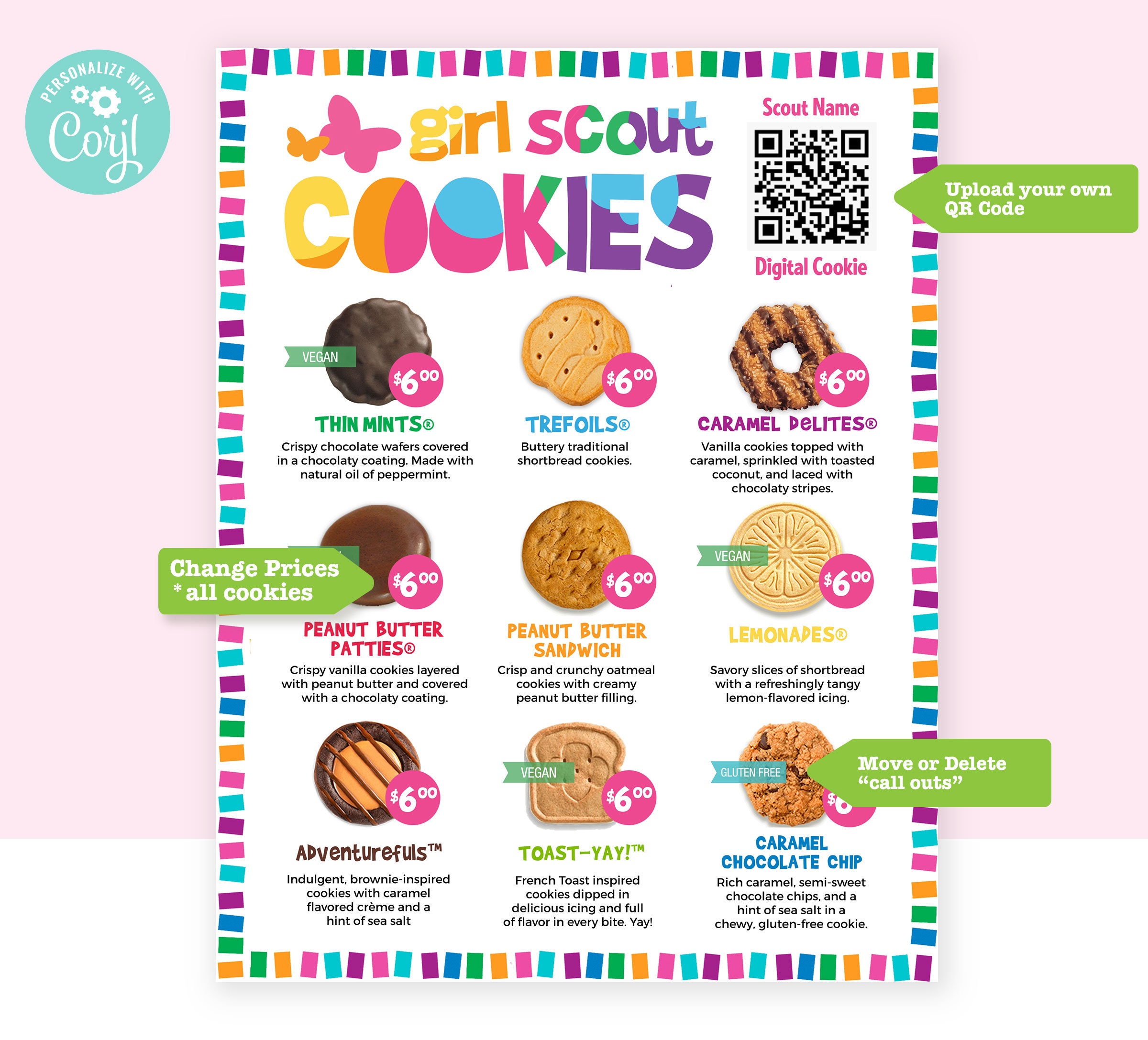 Girl Scout Cookie Menu 2024 With QR Code ABC and Little - Etsy Australia