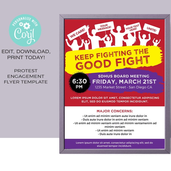 Protest - Community Engagement Flyer Template • Rally Flyer Template | EDITABLE |  • Instant Download Corjl.com