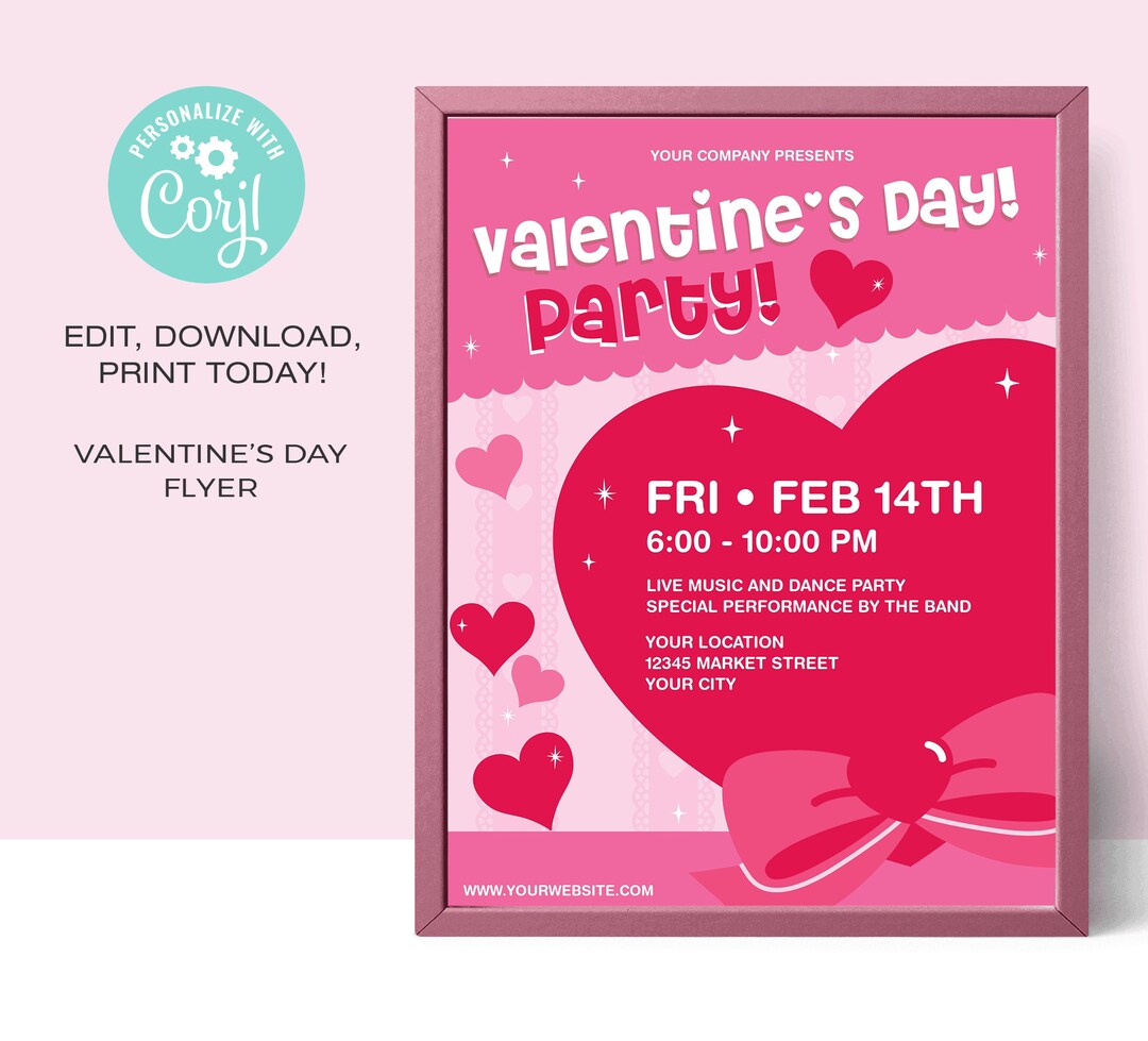 Valentine's Day Flyer Template Valentine's Flyer Template EDITABLE ...