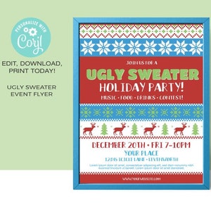 Ugly Sweater Flyer Template • Christmas Flyer Template | EDITABLE | Event Flyer Template | Christmas Sweater |  • Instant Download Corjl.com