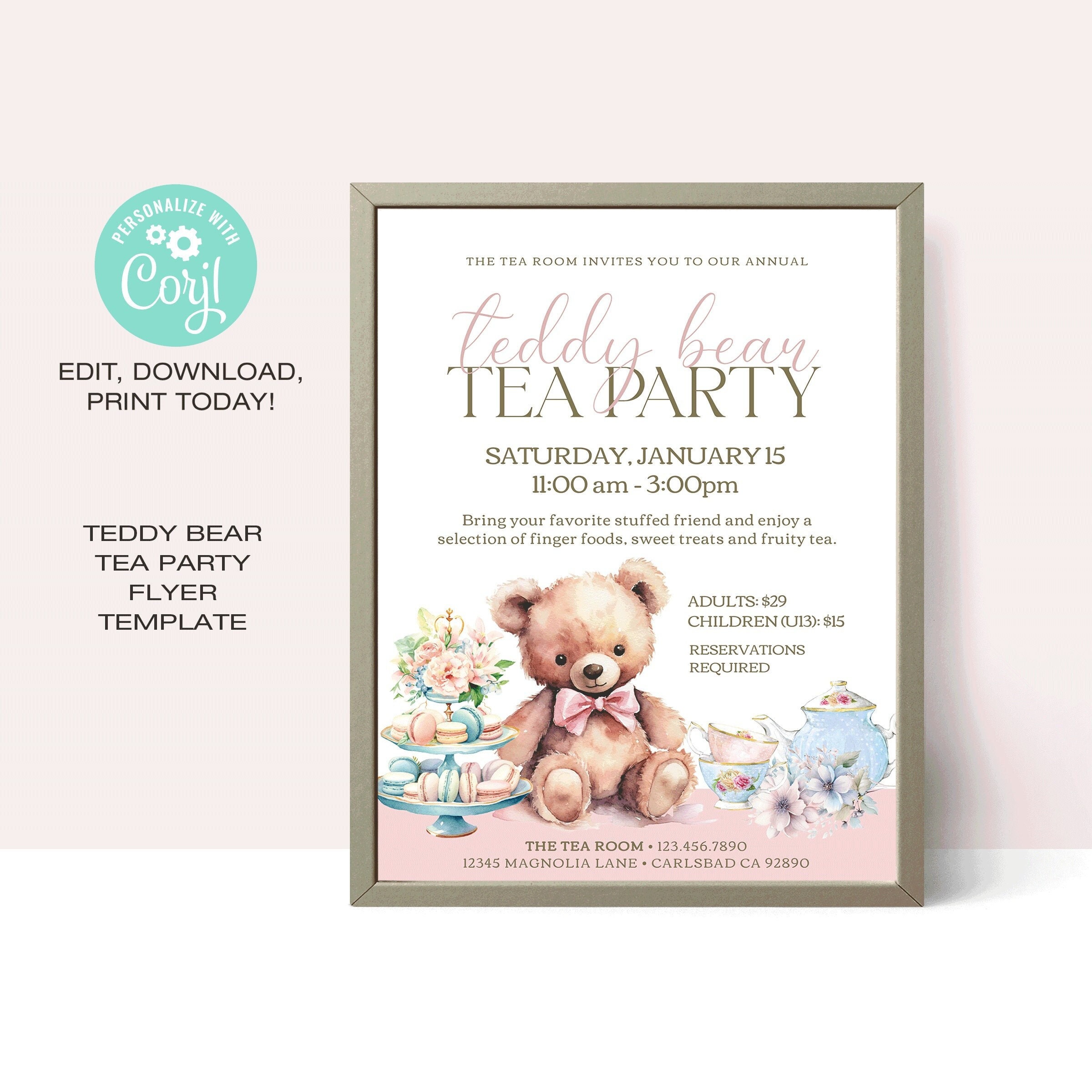 Mid-sized Teddy Bear Tea Party, Play Dough Kit, Playdough Kit