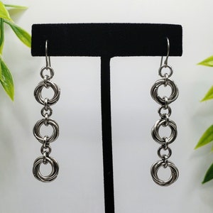 Triple Mobius Ball Chainmail Earrings, Chainmail Earrings, Stainless Steel Chainmail, Chainmail Jewelry