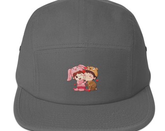 Cute Couples Embroidery Five Panel Cap