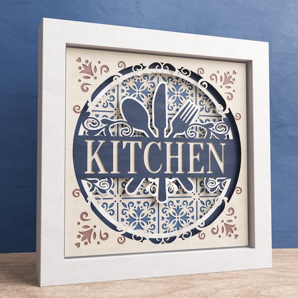 3D Kitchen Shadow Box, Floral Svg, 3D Mandala, Vintage Shadow Box, Layered Paper Art, Files For Cricut, Silhouette with Easy Instructions