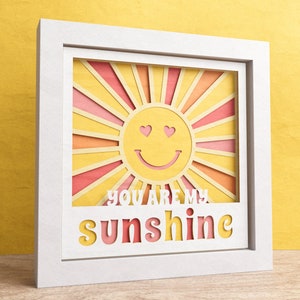 3D You Are My Sunshine Shadow Box, décoration de chambre de bébé, enseigne pour enfants, superposition d'oeuvres d'art sur papier, fichiers pour Cricut et silhouette, instructions faciles