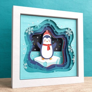 3D Penguin Shadow Box, Winter Shadow Box, 3D Mandala, Nursery Decor, Cute Penguin Files For Cricut and Silhouette with Easy Instructions