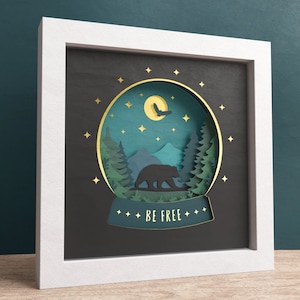 Scatola delle ombre dell'orso 3D, Animale Svg, Mandala 3D, Scatola delle ombre del globo di neve, File Mandala 3D per Cricut e Silhouette con semplici istruzioni