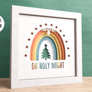 3D Oh Holy Night Shadow Box, Boho Rainbow Svg, Pliki dla Cricut i Silhouette z łatwymi instrukcjami zdjęcie 1